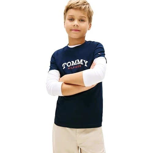 Limited-time offer: Tommy Hilfiger Boy's Monogram Graphic T-Shirt KB0KB10263 T-Shirts, Blue (Dark Night Navy), 8 Years from 18.00 £ to 12.34 £ (save 31.44%)