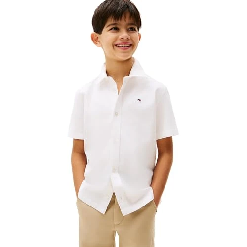 Oferta limitada: Tommy Hilfiger Camisa Chicos Stretch Oxford de Manga Corta, Blanco (White), 10 Años de 59.90 € a 24.00 € (ahorro 60%)