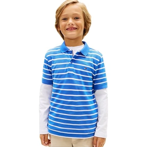 Limited-time offer: Tommy Hilfiger Boy's Flag Polo Ss KB0KB09103 Polos, Blue (Empire Blue Stripe), 6 Years from 33.00 £ to 33.00 £ (save 0.00%)