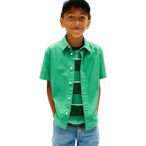 Oferta limitada: Tommy Hilfiger Camisa Chicos Stretch Oxford de Manga Corta, Verde (Bahama Green), 2 Años de 49.90 € a 19.16 € (ahorro 62%)