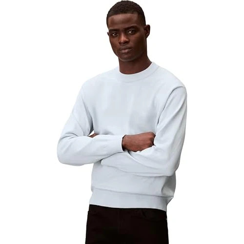 Zeitlich begrenztes Angebot: Calvin Klein Herren Pullover Cotton Relaxed mit Rundhalsausschnitt, Blau (Plein Air), L von 66.11 € auf 66.11 € (0.00% Rabatt)