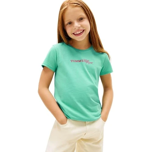 Oferta limitada: Tommy Hilfiger Camiseta de Manga Corta Chicas Script Slim Fit, Verde (Tropical Tide), 2 Años de 19.90 € a 14.55 € (ahorro 27%)