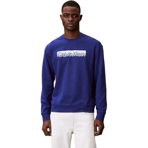 Oferta limitada: Calvin Klein Sudadera Hombre Sportswear Graphic con Cuello Redondo, Azul (Blue Majesty), S de 53.95 € a 24.46 € (ahorro 54.66%)