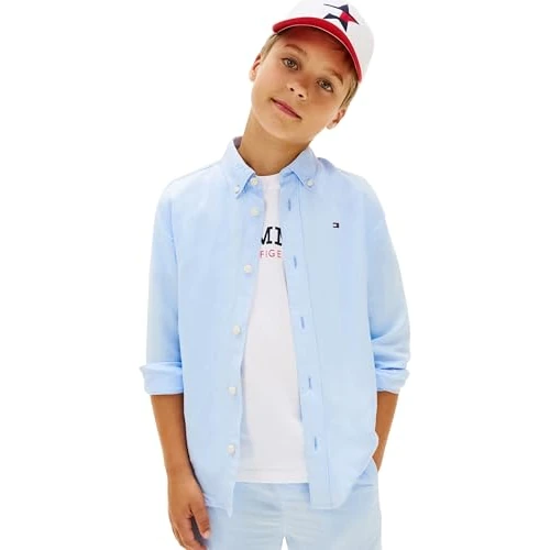 Offerta a tempo: Tommy Hilfiger Bambino Camicia Linen Blend Relaxed Fit, Blu (Sweet Blue), 12 Anni - 53% da 69.90 € a 32.99 €