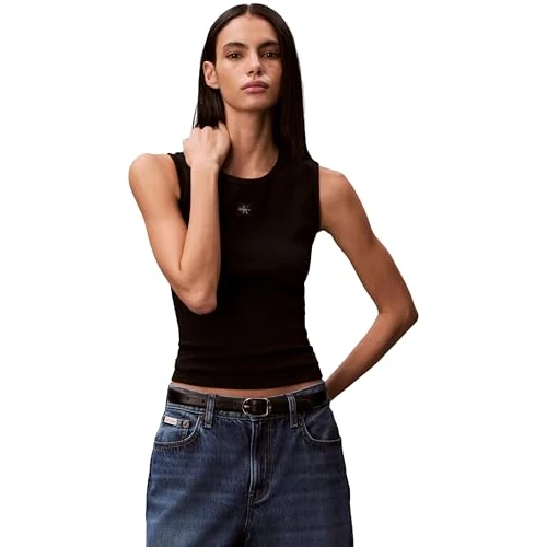 Offerta a tempo: Calvin Klein Donna Canotta Woven Label Cut-out sul Retro, Nero (Black), XL - 55% da 39.90 € a 17.99 €