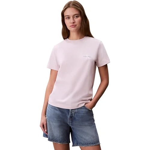 Limited-time offer: Calvin Klein Women’s 2 Pack Short Sleeve Round Neck Logo T-Shirts, Multicolor (Cradle Pink/Black), XS from 55.00 £ to 30.80 £ (save 44%)