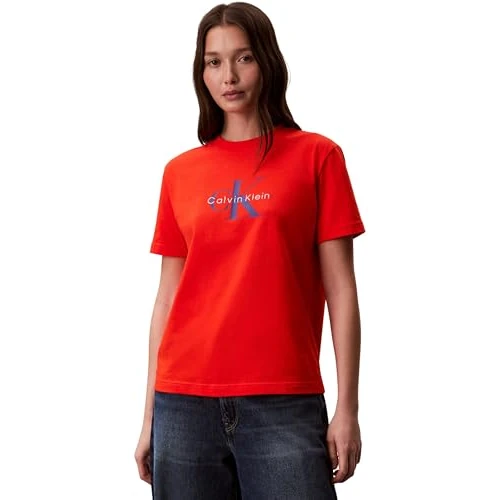 Calvin Klein Camiseta HR SS Clssc Mnlg CNC Lv047B865G para Mujer, Naranja, XS
