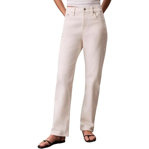 Oferta limitada: Calvin Klein Vaqueros Mujer High Rise Chalk White Pernera Recta, Blanco (Chalk White), 30W/30L de 72.32 € a 57.86 € (ahorro 20%)