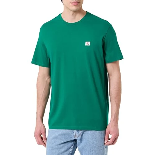 Calvin Klein Camiseta clásica SS Badge 30S para Hombre, Lv04Rc272G, Color Verde, Talla S