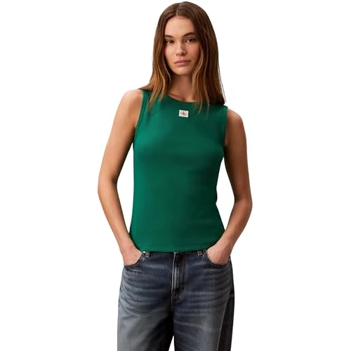 Zeitlich begrenztes Angebot: Calvin Klein Damen Tank Top Woven Label Cut-Out am Rücken, Grün (Enchanted Forest), 2XL von 39.90 € auf 39.90 € (0.00% Rabatt)