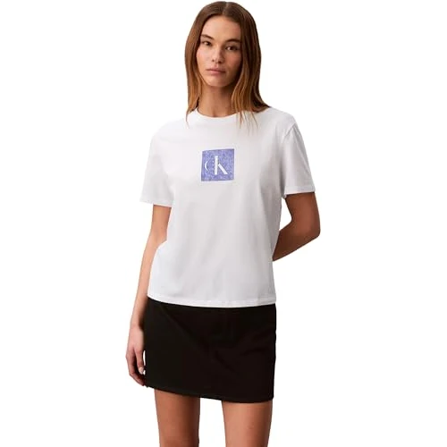 Zeitlich begrenztes Angebot: Calvin Klein Damen T-Shirt Kurzarm Classic Fit Monogram mit Rundhalsausschnitt, Weiß (Bright White), S von 29.90 € auf 24.99 € (16% Rabatt)