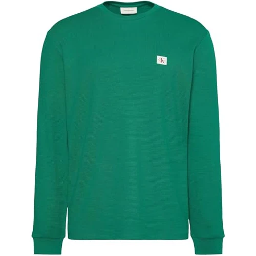 Offerta a tempo: Calvin Klein Uomo Maglietta Maniche Corte Waffle Badge Tee con Scollo Rotondo, Verde (Enchanted Forest), XXS - 25% da 45.09 € a 33.82 €