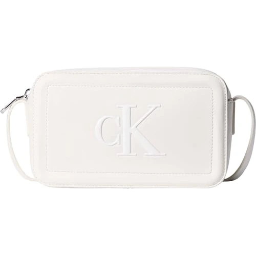 Zeitlich begrenztes Angebot: Calvin Klein Damen Umhängetasche Bold Camera Bag mit Logo, Weiß (White Alyssum), Einheitsgröße von 79.90 € auf 64.90 € (19% Rabatt)