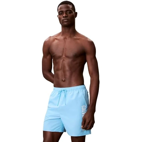 Offre limitée : Calvin Klein Pantalon de Bain Moyen avec Cordon de Serrage LV00N61047 pour Homme, Bleu (Bleu Froid), M de 69.90 € à 69.90 € (0.00% de remise)