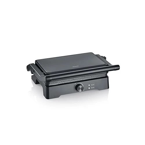 Offerta a tempo: SEVERIN MultiGrill XL, 1800W, Piastra Ceramica (28x17 cm), PFAS-Free, Funzione Barbecue 180°, Temp. 230°C, Vassoio Rimovibile, 34,0 x 12,5 x 28,5 cm, Nero - KG 2391 - 46% da 69.99 € a 37.99 €