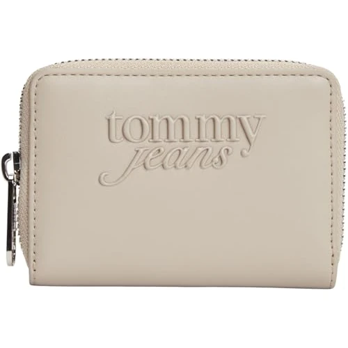 Tommy Jeans Cartera Mujer Must Small con Detalles distintivos de la Marca, Beige (Stone), Talla Única