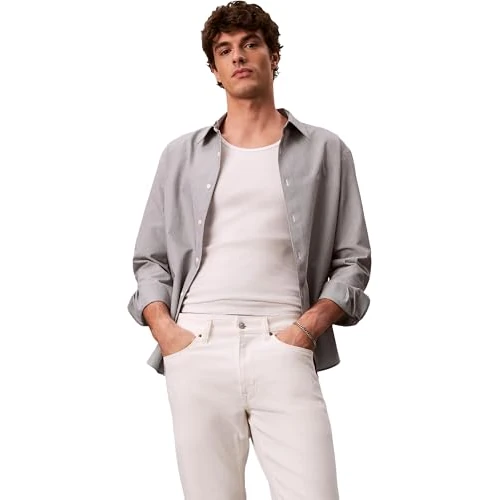Offerta a tempo: Calvin Klein Uomo Jeans Chalk White Slim Fit, Bianco (Chalk White), 29W/32L - 49% da 99.90 € a 50.58 €