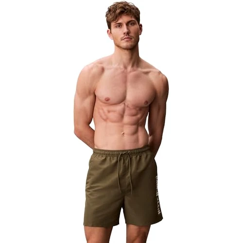 Oferta limitowana: Calvin Klein Męskie średnie spodnie kąpielowe ze sznurkiem LV00N61047, beżowe (szczotkowa zieleń), XXL z 143.70 zł na 143.70 zł (oszczędź 0.00%)