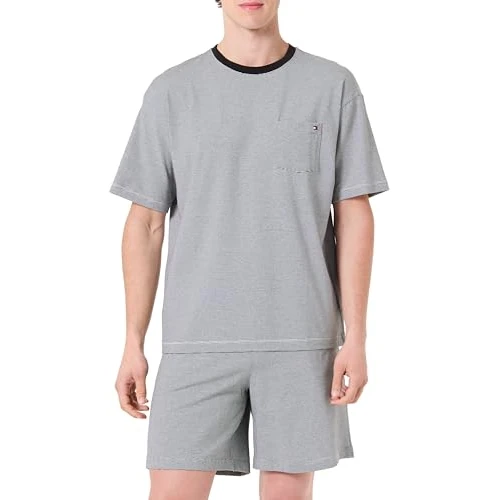 Offerta a tempo: Tommy Hilfiger Uomo Set Pigiama Jersey Mini Stripe Corto, Multicolore (Black Mini Stripe), XXL - 53% da 69.90 € a 33.05 €