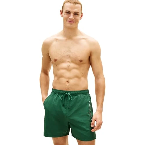 Zeitlich begrenztes Angebot: Tommy Hilfiger Herren Badeshorts Medium Drawstring mit Reißverschluss-Tasche, Grün (Street Green), XL von 69.90 € auf 69.90 € (0.00% Rabatt)
