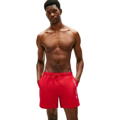 Limited-time offer: Tommy Hilfiger Men's Medium Drawstring Zip Pocket UM0UM03748 Swim Trunk, RED (Medium Red), M from 65.00 £ to 40.40 £ (save 38%)