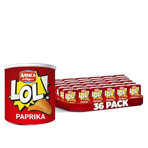Offerta a tempo: AMICA Chips | LOL Paprika, Patatine al Gusto Paprika, Tubo Rigido, Croccantezza Perfetta, 36 Pezzi x 45 gr - 0% da 42.67 € a 42.67 €