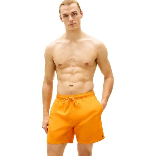 Offerta a tempo: Tommy Hilfiger Uomo Pantaloncino da Bagno Medium Drawstring con Logo, Arancione (Orange Flash), S - 41% da 59.90 € a 35.19 €