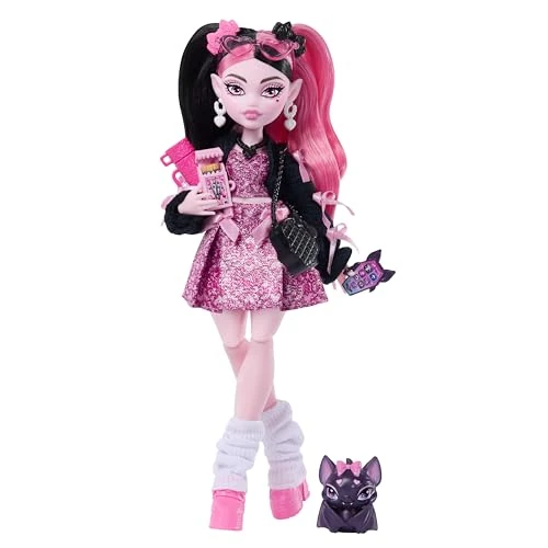 Limited-time offer: Monster High Doll, Draculaura in Pink Bow Dress and Black Cardigan with Pet Bat Count Fabulous and 7 Accessories Like Ramen, Lipstick and Purse from $24.84 to $24.84 (save 0.00%)