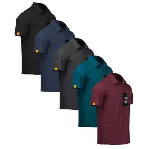 Oferta limitada: ZITY 5 Pack Polos Hombre Manga Corta Secado Rápido Transpirable Camiseta Hombre Polo Verano Camisa Deportiva Regular Fit Golf Polos para(L Negro Azul Oscuro Gris Oscuro Turquesa Rojo Vino) de 69.99 € a 66.49 € (ahorro 5%)