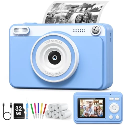 Offerta a tempo: Macchina Fotografica Bambini Istantanea, 2.4" Schermo Fotocamera Istantanea con 32GB Scheda, 1080P Fotocamera Digital per Bambini, Giocattolo Regalo per Bambino da 3-14 Anni - 38% da 45.99 € a 28.49 €