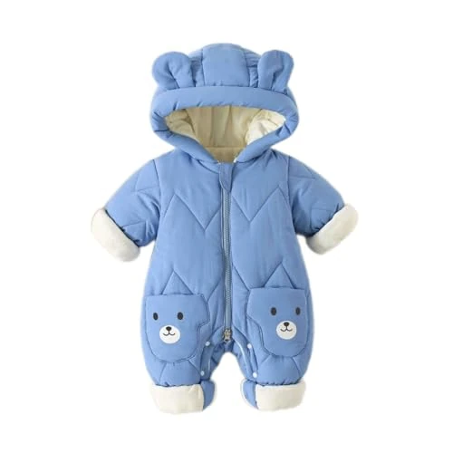 Offerta a tempo: JiAmy Tutina invernale per neonati, tuta da neve per bambini, neonati, 0-12 mesi, calda, per bambini e bambine, cappotto caldo, abbigliamento esterno, Blu, 9-12 Months - 33% da 34.19 € a 22.79 €