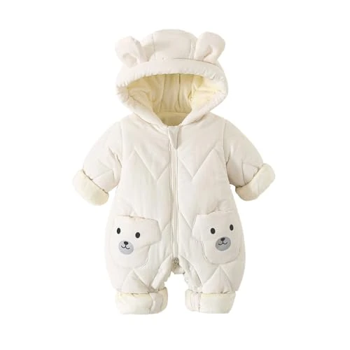 Offerta a tempo: JiAmy Tuta da neve per bambini, tutina invernale overall per neonati maschi e femmine da 0 a 12 mesi, bianco, 6-9 Monate - 20% da 28.49 € a 22.79 €