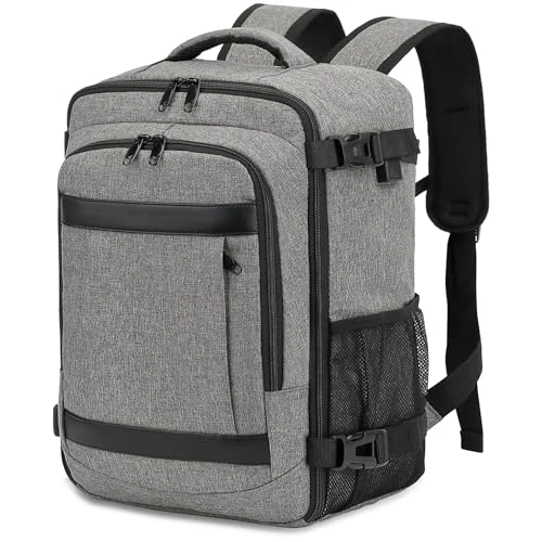 KLOSTAIN Sac à Dos Voyage Cabine Avion 45x36x20 pour Easyjet 30L Bagage Cabine Grande Bagage à Main sous Le Siège Sac à Dos Homme pour Ordinateur Gris Portable 14 Pouces Mélangé Clair