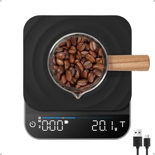 Offerta a tempo: RENPHO Bilancia macchina caffè, Bilancia da Cucina con Tara Automatica pour-over ricaricabile ad alta precisione 0,1g, 3kg - 0.00% da 39.99 € a 39.99 €