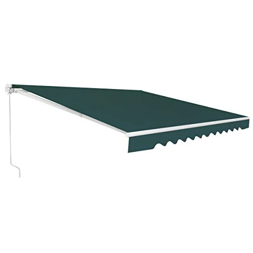 COSTWAY Sonnensegel für den Außenbereich, ausziehbare Arm-Sonnenmarkise mit Aluminiumrahmen, sonnenbeständiges und wasserdichtes Dach und Kurbel (4 x 2,5 m, Grün)
