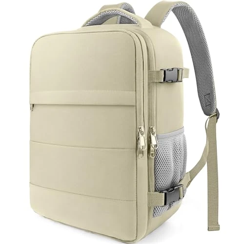 HOTOR Zaino Ryanair 40x20x25 - Zaino da Viaggio Porta PC di Grande Capacità, Multi-Tasca, Bagaglio a Mano Compatibile Ryanair per Uomo e Donna, per Pendolarismo, Viaggi in Aereo e Trekking, Beige