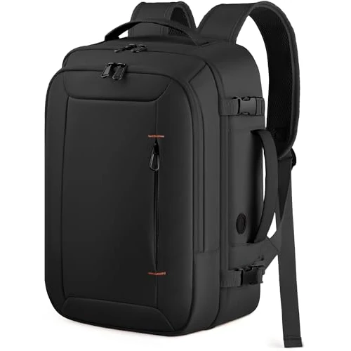 HOTOR Ryanair Rugzak, 40 x 20 x 25 cm, reisrugzak met meerdere zakken en draagbaar, handbagage, compatibel met Ryanair, met USB-gat, voor dames en heren, werk, vliegtuigreizen en trekking, Zwart, 40 x