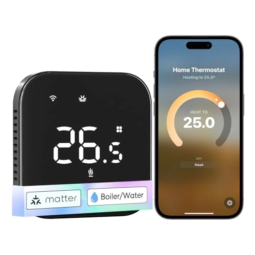 Oferta limitada: Meross Termostato Calefaccion WiFi Matter, Termostato WiFi Caldera Gas Condensación, Compatible con HomeKit, Alexa Google Siri, Sensor Externo, Detección Ventana Abierta, Bajo Consumo Programable de 79.99 EUR a 52.24 EUR (ahorro 35%)