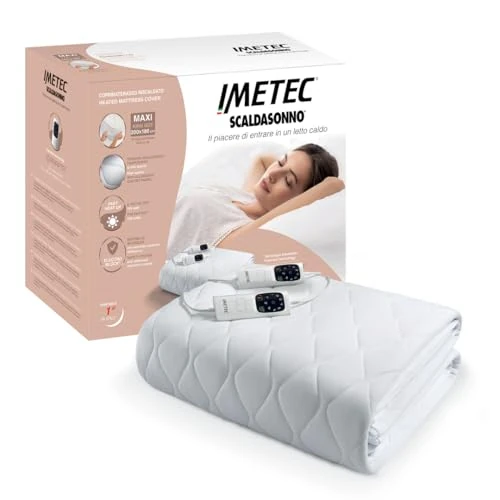 Offerta a tempo: Imetec Scaldasonno Adapto – Scaldaletto matrimoniale king size 200x180 | Coprimaterasso anallergico trapuntato | 6 temperature | Timer autospegnimento | 2 comandi - 20% da 224.99 € a 179.98 €