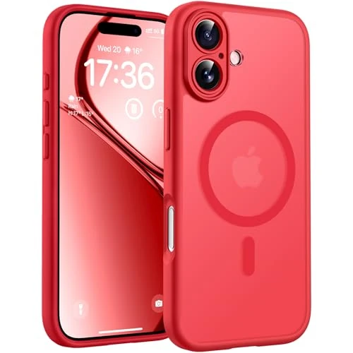 Oferta limitada: TOCOL Funda para iPhone 17, Protección Lente Cámara, Anillo Magnético Integrado, Compatible con Magsafe, Protección contra Caídas, Translúcida Mate Trasera, Rojo de 16.99 EUR a 16.14 EUR (ahorro 5%)