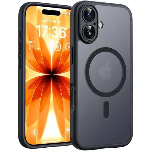 Limited offer: TOCOL for iPhone 17 Case, Compatible with Magsafe, Full Camera Protection, Built-in Magnetic Ring, Drop Protection, Translucent Matte Phone Case for iPhone 17 6.3 inch (Black) from 14.05 EUR to 8.99 EUR (save 36%)