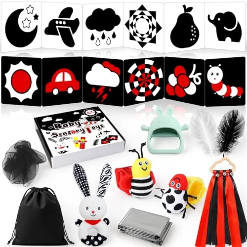 Offerta a tempo: Giochi Neonato 0-12 Mesi-29 PCS Set Completo Montessori per Tummy Time nero | Palestrina, Regalo Perfetto per Baby Shower e Festa della Mamma, regali di Halloween - 40% da 29.99 € a 18.04 €