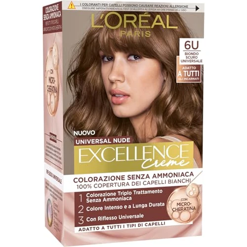 Offre limitée : L'Oréal Paris Coloration Permanente Couverture Blanche Longue Durée Résultat Naturel et Brillant Formule Sans Ammoniaque Excellence Universal Nude 6U Blond Foncé de 20.08 € à 20.08 € (0.00% de remise)
