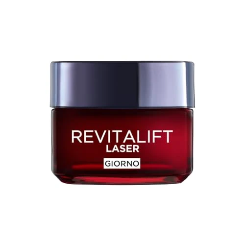 Offerta a tempo: L'Oréal Paris Crema Viso Giorno Revitalift Laser, Per Tutti i Tipi di Pelle, Azione Antirughe e Anti-Età, Pelle più Soda e Tonica, Con Acido Ialuronico, Vitamina C e Pro-Retinolo, 50 ml - 32% da 18.99 € a 12.86 €