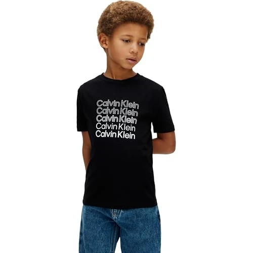 Oferta limitada: Calvin Klein Camiseta de Manga Corta Chicos Stacked Logo con Cuello Redondo, Negro (Black [CSI] 25Cw1000175Ck), 8 Años de 29.90 € a 16.25 € (ahorro 46%)