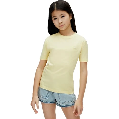 Offerta a tempo: Calvin Klein Bambini Unisex T-Shirt Maniche Corte Mono Mini Badge in Cotone, Giallo (French Vanilla 12-0722 TCX), 14 Anni - 52% da 24.90 € a 11.99 €