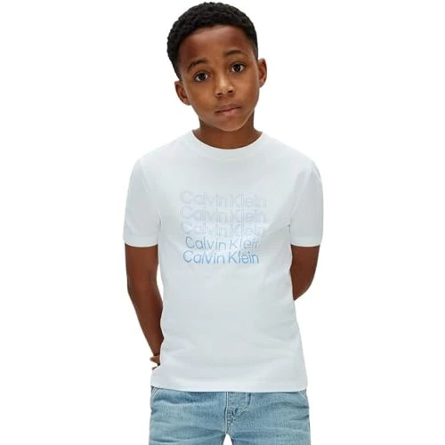 Offre limitée : Calvin Klein T-Shirt pour garçon avec Logo empilé LVCKSJA10B S/S, Blanc (White 11-0601 TCX), 10 Ans de 26.91 € à 26.91 € (0.00% de remise)