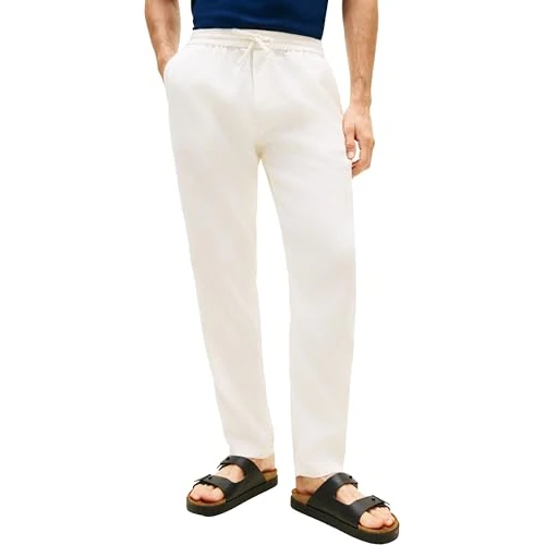 Offerta a tempo: Tommy Hilfiger Uomo Pantaloni Chino Harlem Sorona Linen Tapered Fit, Avorio (Ivory Petal), 30W/34L - 0.00% da 129.90 € a 129.90 €