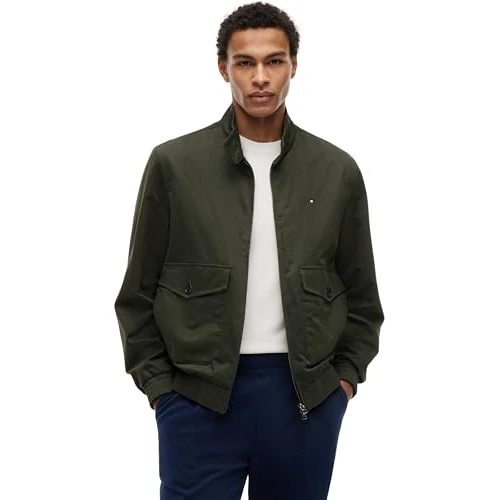 Zeitlich begrenztes Angebot: Tommy Hilfiger Herren Übergangsjacke Cotton Harrington mit Reißverschluss, Grün (Eclipse Green), L von 279.90 € auf 139.00 € (50% Rabatt)