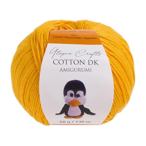 Oferta limitada: Utopia Crafts Amigurumi Cotton DK Yarn for Crochet and Knitting 50% Cotton, 50% Acrylic Blended, 50g (1, Strong Yellow) de 4.68 € a 4.68 € (ahorro 0.00%)